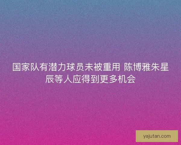 国家队有潜力球员未被重用 陈博雅朱星辰等人应得到更多机会